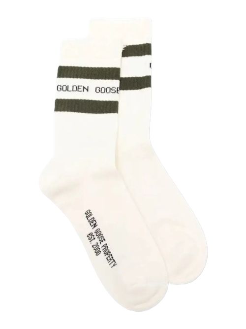 calzini a coste a righe Golden Goose | GUP00883.P000487.12535HERITAGE WHITE/FOREST